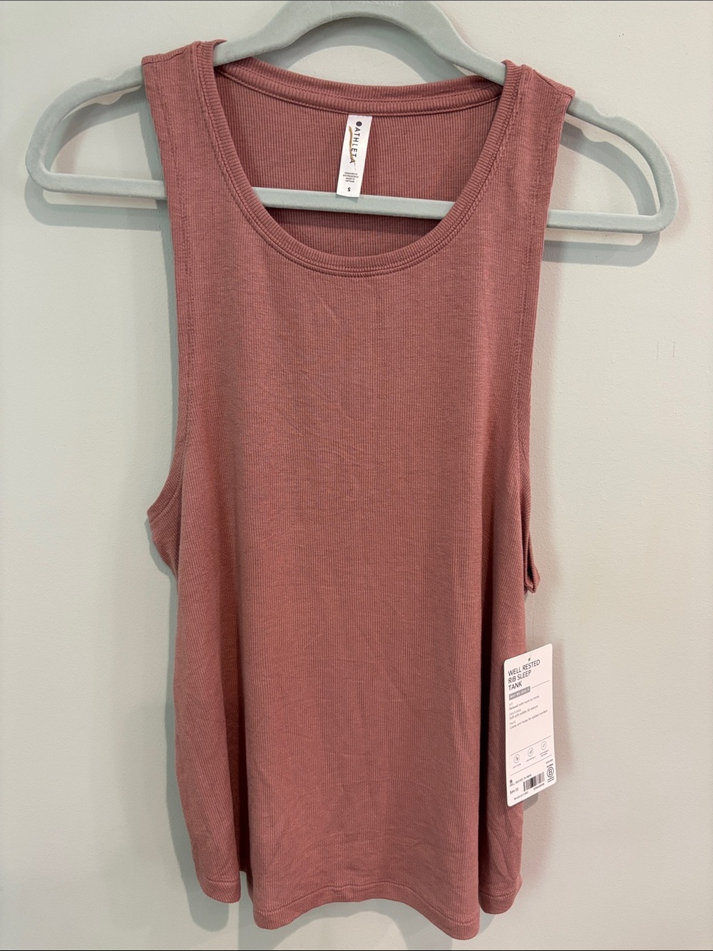 Athleta Well Rested Ribbed Sleep Tank S Palermo Pink NWT